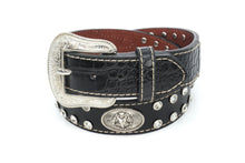 Load image into Gallery viewer, Kid Belt- #8013 Crocodile Silver Gray Concho Belt