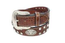 Load image into Gallery viewer, Kid Belt- #8013 Crocodile Silver Gray Concho Belt