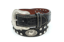 Load image into Gallery viewer, Kid Belt- #8013 Crocodile Silver Gray Concho Belt