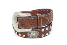 Load image into Gallery viewer, Kid Belt- #8013 Crocodile Silver Gray Concho Belt