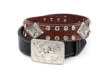 Load image into Gallery viewer, Kid Belt- #8015 Silver Gray Concho Rhinestone Belt