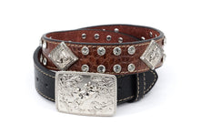 Load image into Gallery viewer, Kid Belt- #8015 Silver Gray Concho Rhinestone Belt