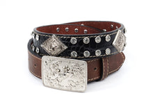 Load image into Gallery viewer, Kid Belt- #8015 Silver Gray Concho Rhinestone Belt