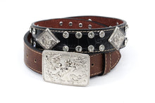 Load image into Gallery viewer, Kid Belt- #8015 Silver Gray Concho Rhinestone Belt
