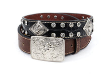 Load image into Gallery viewer, Kid Belt- #8015 Silver Gray Concho Rhinestone Belt