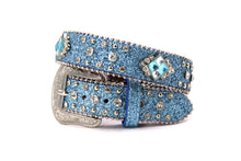 Load image into Gallery viewer, Kid Belt- #801&8012 Blue Pink Glisten Bling Flashy Rhombic Diamond