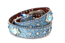 Load image into Gallery viewer, Kid Belt- #801&8012 Blue Pink Glisten Bling Flashy Rhombic Diamond