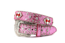 Load image into Gallery viewer, Kid Belt- #801&8012 Blue Pink Glisten Bling Flashy Rhombic Diamond