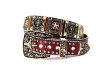 Cargar imagen en el visor de la galería, Rhinestone Belt - #802 Cross Black Rhinestone -2