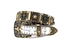 Cargar imagen en el visor de la galería, Rhinestone Belt - #802 Cross Black Rhinestone -2