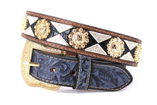 Load image into Gallery viewer, Concho Belt- #813A Gold Buckle Gold Berry