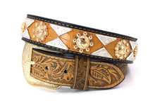 Load image into Gallery viewer, Concho Belt- #813A Gold Buckle Gold Berry