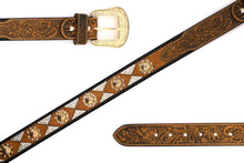 Load image into Gallery viewer, Concho Belt- #813A Gold Buckle Gold Berry