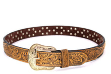 Load image into Gallery viewer, Concho Belt- #813A Gold Buckle Gold Berry