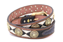 Load image into Gallery viewer, Concho Belt- #813B Gold Buckle Gold Flower