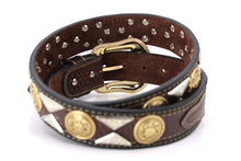 Load image into Gallery viewer, Concho Belt- #813B Gold Buckle Gold Flower