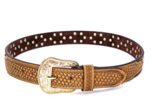 Load image into Gallery viewer, Concho Belt- #813B Gold Buckle Gold Flower