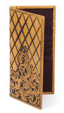Load image into Gallery viewer, Long Wallet- #903 Genuine Leather Tide Chess Field Floral Brown