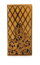 Load image into Gallery viewer, Long Wallet- #903 Genuine Leather Tide Chess Field Floral Brown