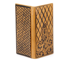 Load image into Gallery viewer, Long Wallet- #903 Genuine Leather Tide Chess Field Floral Brown