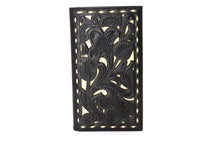 Load image into Gallery viewer, Long Wallet- #905 Hollow Out BK BR CF Off White Turquoise Accent