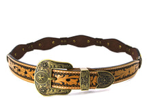 Load image into Gallery viewer, Concho Belt- #G608 Bronze Gold Western Concho Belt
