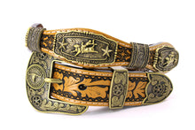Load image into Gallery viewer, Concho Belt- #G608 Bronze Gold Western Concho Belt
