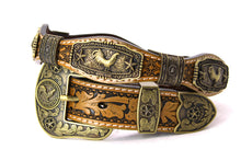 Load image into Gallery viewer, Concho Belt- #G608 Bronze Gold Western Concho Belt