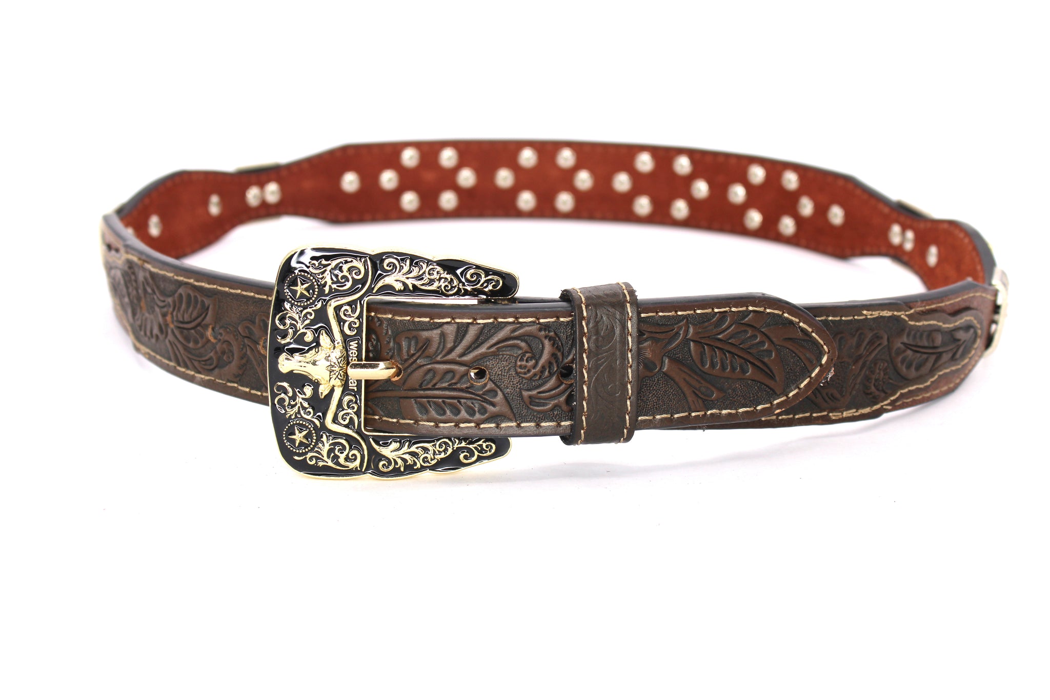 Concho Belt- #111 Gold Oval Concho & Silver Triangular Concho
