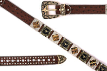 Load image into Gallery viewer, Rhinestone Belt - #5011 Longhorn Buckle w Rhombic Diamond Stone
