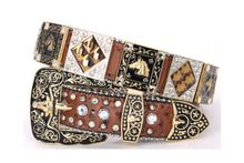 Load image into Gallery viewer, Rhinestone Belt - #5011 Longhorn Buckle w Rhombic Diamond Stone
