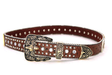 Load image into Gallery viewer, Rhinestone Belt - #5011 Longhorn Buckle w Rhombic Diamond Stone
