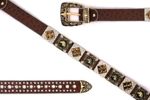 Load image into Gallery viewer, Rhinestone Belt - #5011 Longhorn Buckle w Rhombic Diamond Stone
