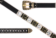 Load image into Gallery viewer, Rhinestone Belt - #5011 Longhorn Buckle w Rhombic Diamond Stone
