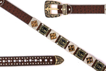 Load image into Gallery viewer, Rhinestone Belt - #5011 Longhorn Buckle w Rhombic Diamond Stone
