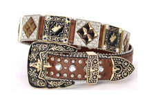 Load image into Gallery viewer, Rhinestone Belt - #5011 Longhorn Buckle w Rhombic Diamond Stone
