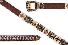 Load image into Gallery viewer, Rhinestone Belt - #5011 Longhorn Buckle w Rhombic Diamond Stone
