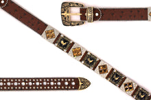 Load image into Gallery viewer, Rhinestone Belt - #5011 Longhorn Buckle w Rhombic Diamond Stone
