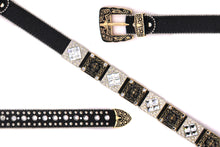 Load image into Gallery viewer, Rhinestone Belt - #5011 Longhorn Buckle w Rhombic Diamond Stone
