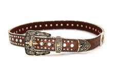 Load image into Gallery viewer, Rhinestone Belt - #5011 Longhorn Buckle w Rhombic Diamond Stone
