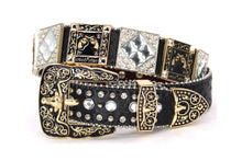 Load image into Gallery viewer, Rhinestone Belt - #5011 Longhorn Buckle w Rhombic Diamond Stone
