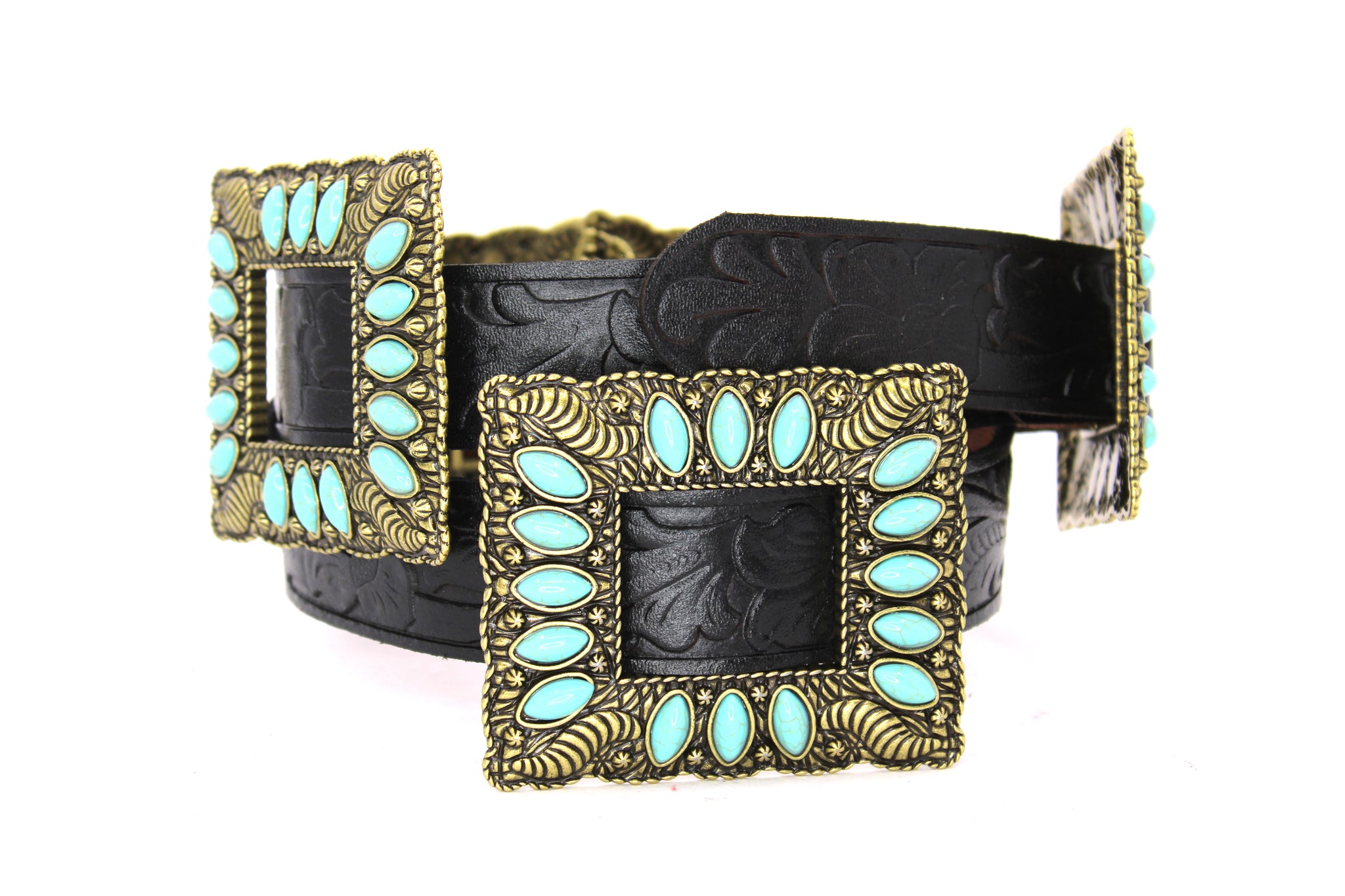 State of Texas Gold Star Conchos Crazy Horse Scalloped Genuine Leather Western Belt 1(25mm