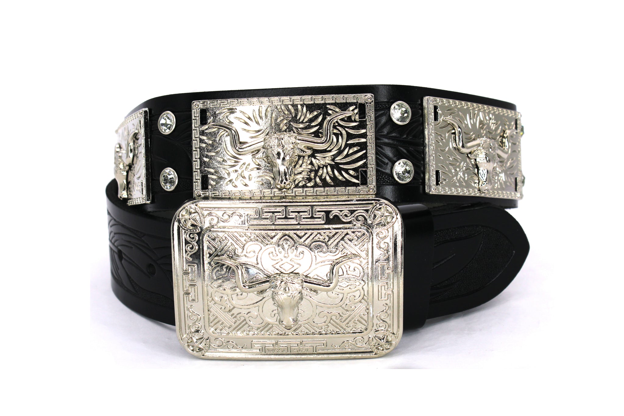 Concho Belt- #801 Silver Concho & Colorful Rhinestone  display picture 1