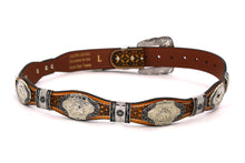 Cargar imagen en el visor de la galería, Concho Belt- #8030-8035 Silver Western Concho Belt
