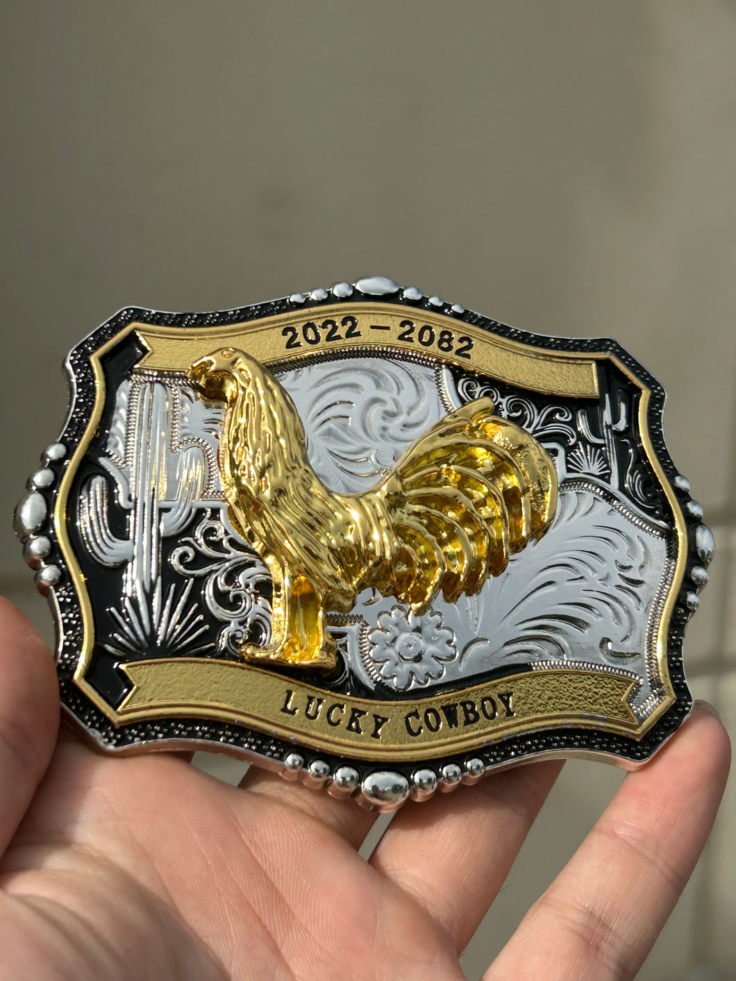 B55- Rooster Gold & Silver