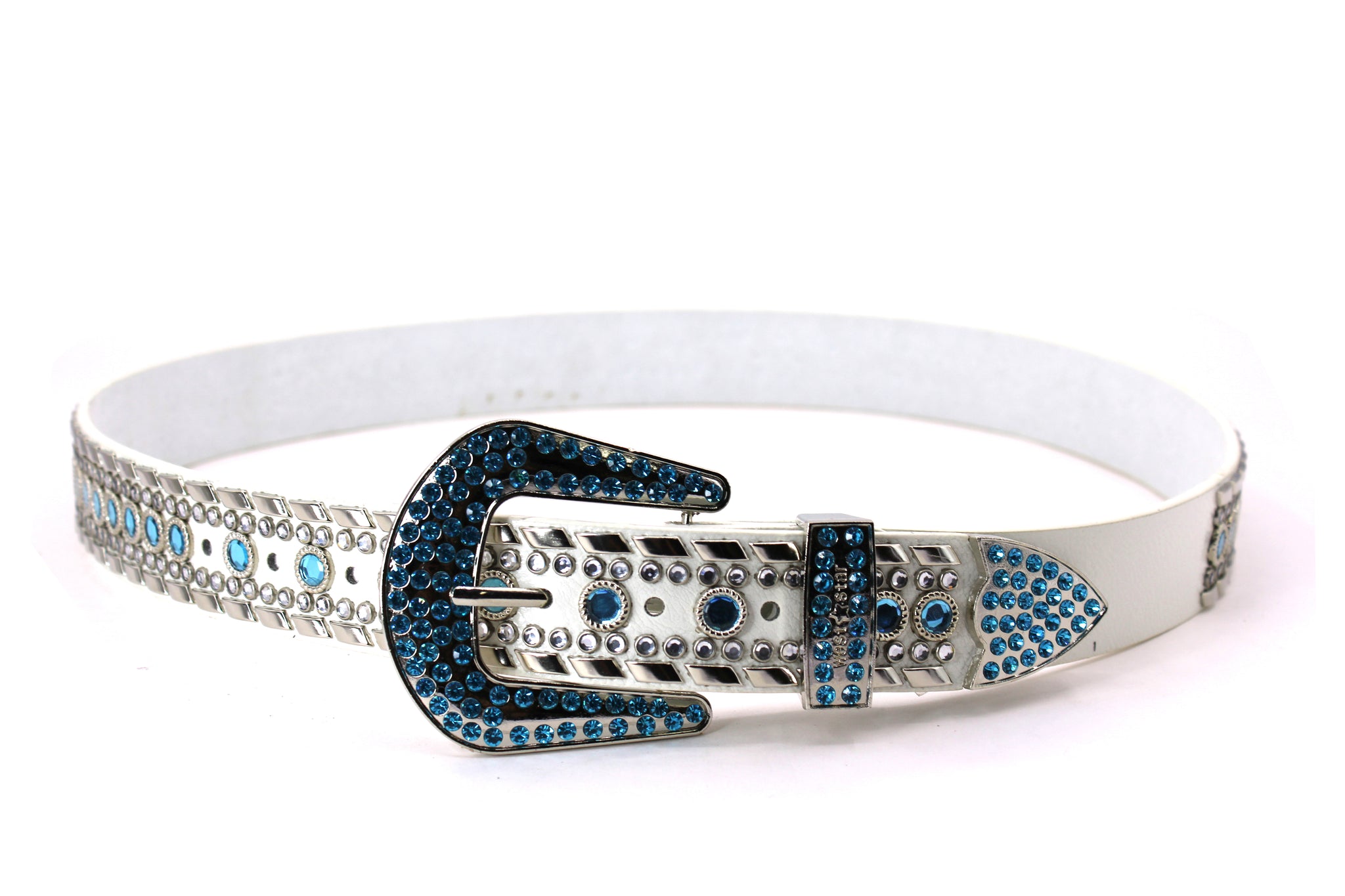 Leather Belt Rhinestone Bling Studded 1.5\