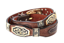 Load image into Gallery viewer, Concho Belt- #111 Gold Oval Concho &amp; Silver Triangular Concho
