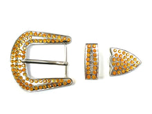 Load image into Gallery viewer, Buckle- 3p3 Unisex Fashion Three Piece Buckle Set Gold or Silver with Rhinestone
