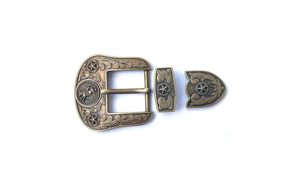 Buckle- 3p7 Bronze Brass or Chrome Silver Fits 1.5''-Bull Rider