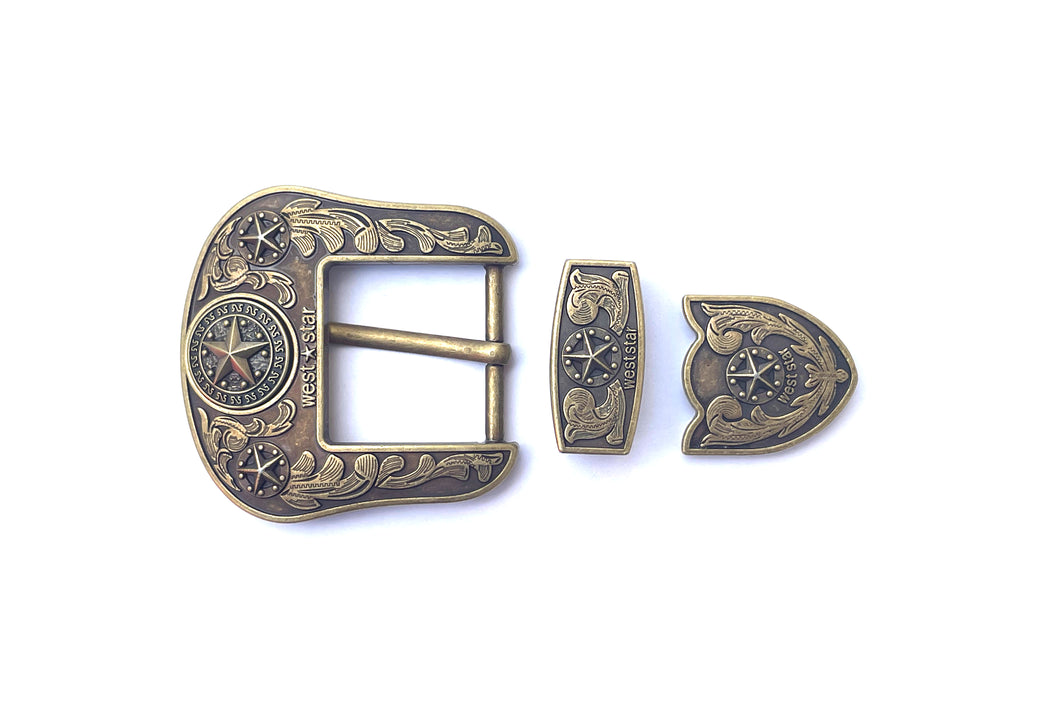 Buckle- 3p7 Bronze Brass or Chrome Silver Fits 1.5''-Star
